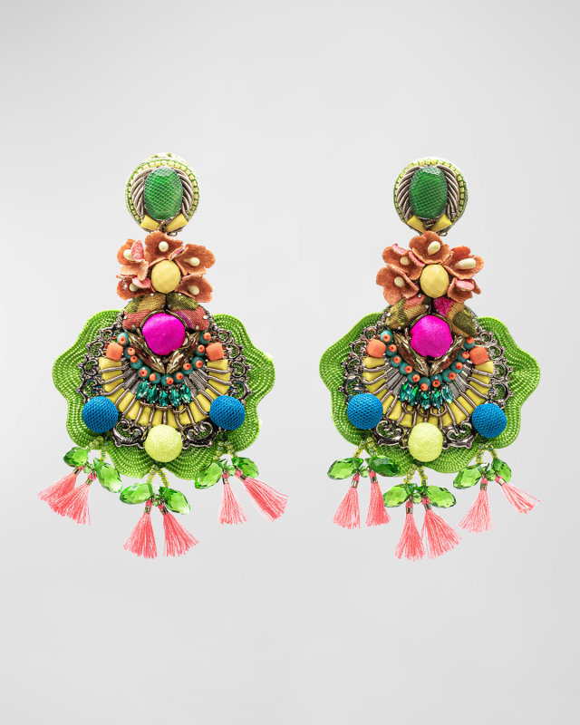 Multicolor Chandelier Earrings with Tassels